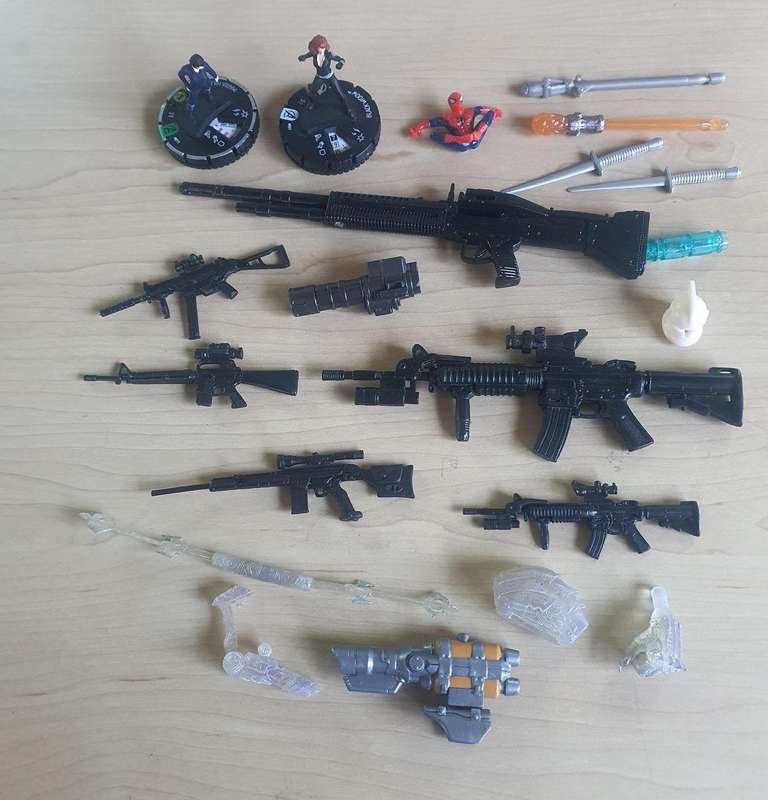 Set off small toys and figure guns and weapons