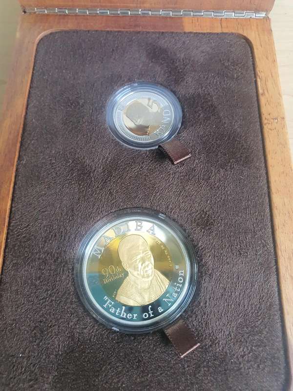 The Nelson Mandela 90th Birthday Celebration Set : Bi Metal SILVER and GOLD