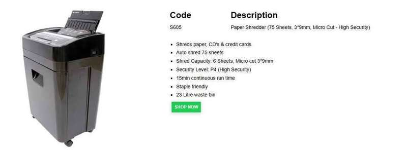 PARROT PRODUCTS S605 High Security Micro Cut Paper Shredder