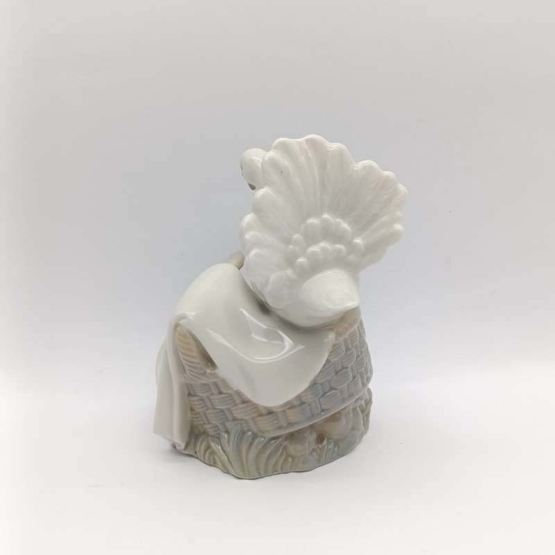 Vintage Porceval  Valencia dove in basket porcelain figurine