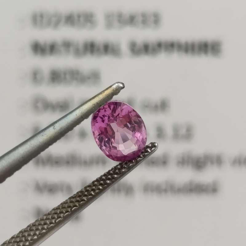 Natural slight violet pink sapphire oval mixed cut 0.81 carat with Gemlab certificate
