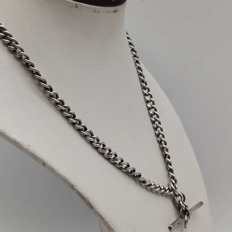 Antique Hallmarked sterling silver pocketwatch fob chain - weighs 30.2 grams