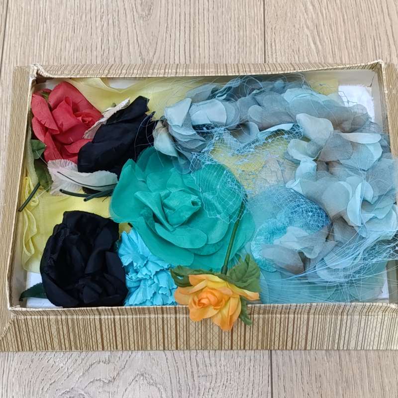 Lot of vintage artificial flowers for hair and hat accessories