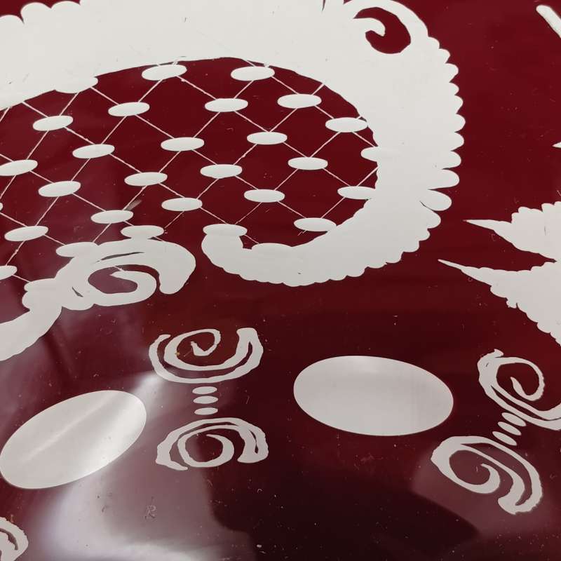 Antique Bohemian cranberry glass bowl - very very small rim nick