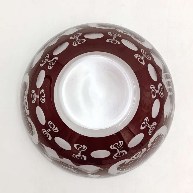 Antique Bohemian cranberry glass bowl - very very small rim nick