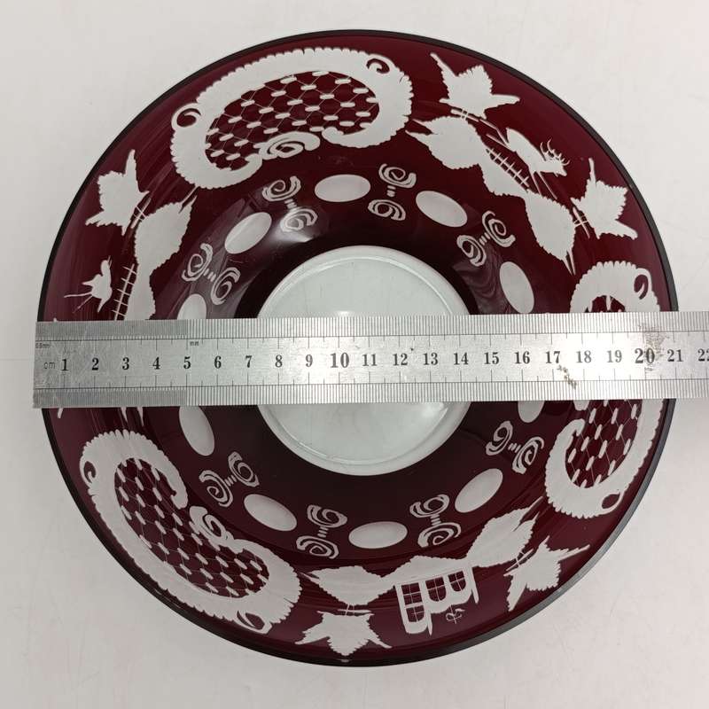 Antique Bohemian cranberry glass bowl - very very small rim nick