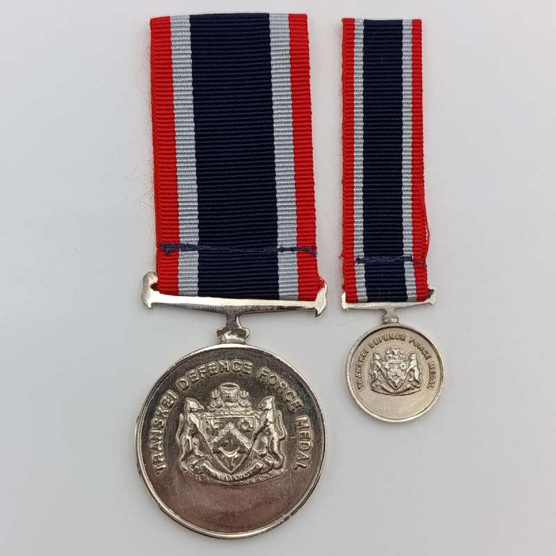SADF Homelands Transkei Defence Force medal plus miniature - not numbered