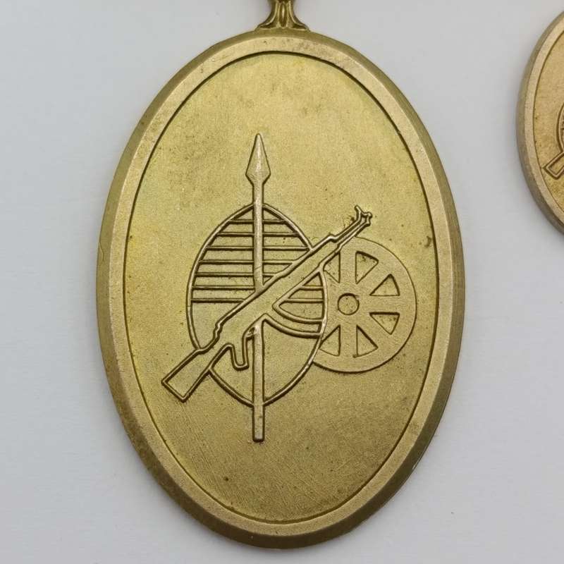 SANDF MK  30 Year Gold colour sterling silver medal and miniature - low number #52