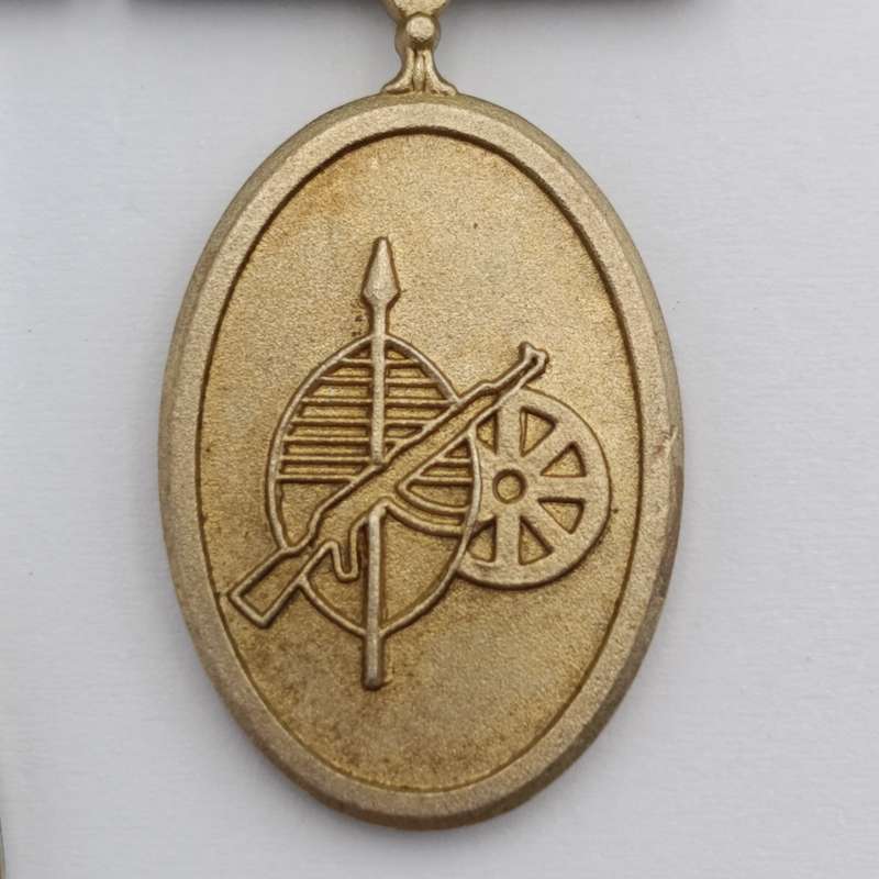 SANDF MK  30 Year Gold colour sterling silver medal and miniature - low number #52