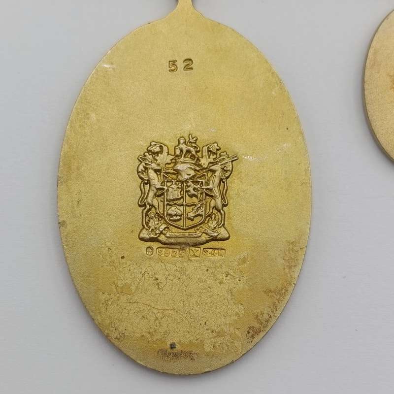 SANDF MK  30 Year Gold colour sterling silver medal and miniature - low number #52