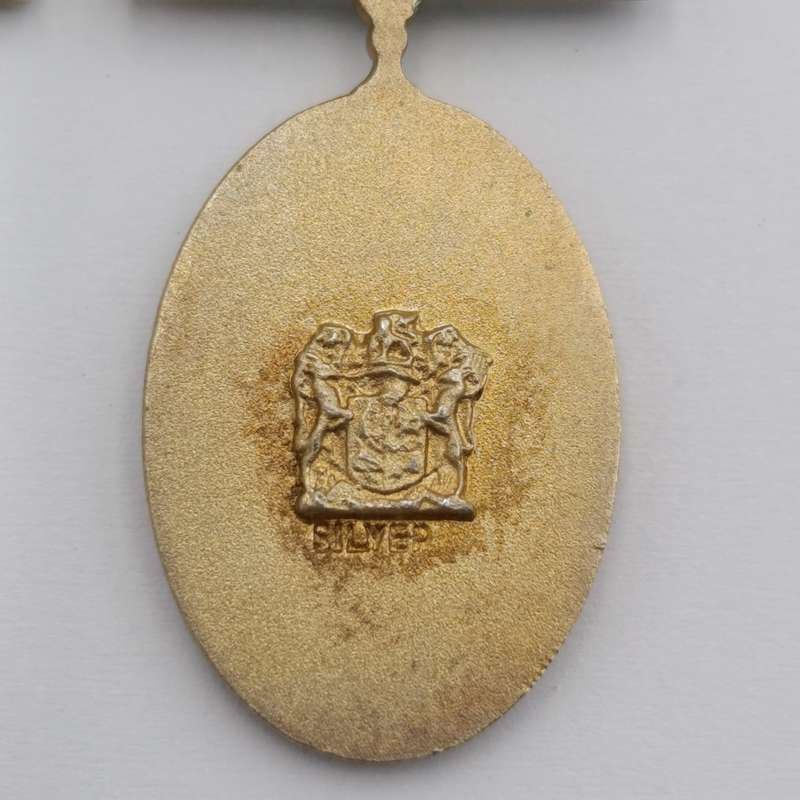 SANDF MK  30 Year Gold colour sterling silver medal and miniature - low number #52