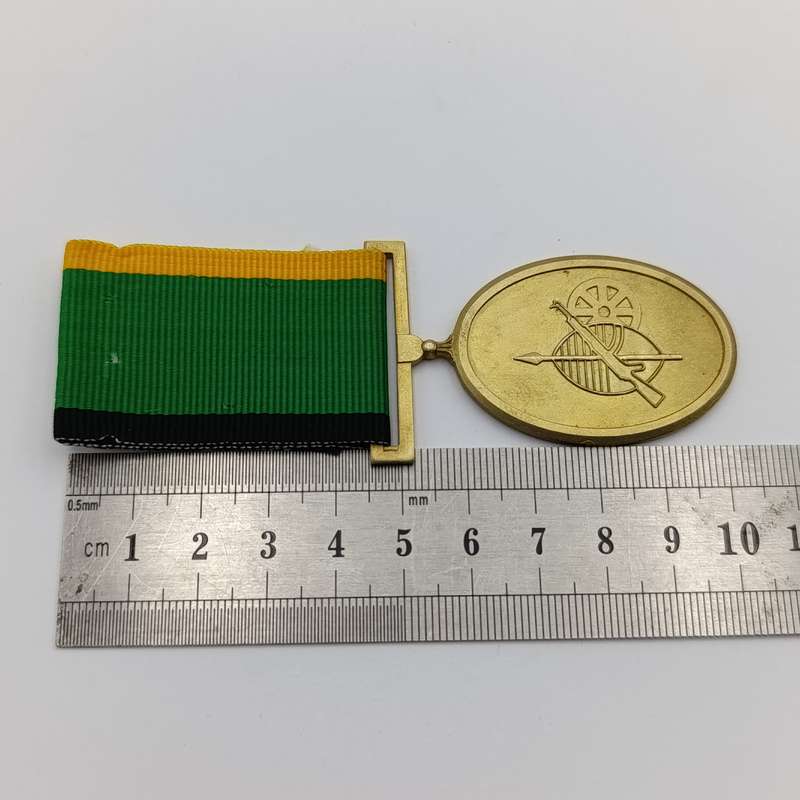 SANDF MK  30 Year Gold colour sterling silver medal and miniature - low number #52