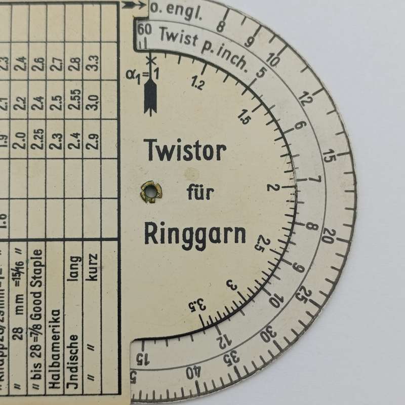 Rieter Twist calculator - antique in pouch