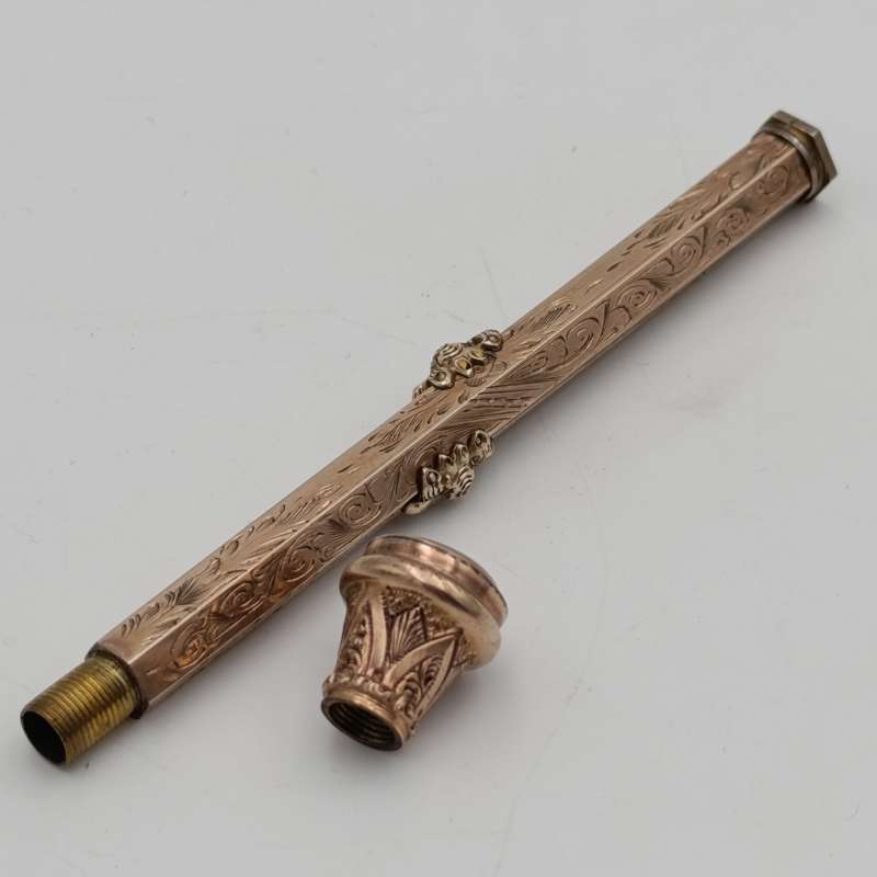 1894 Gold clad fountain pen/pencil combination with unused wax seal end in original box