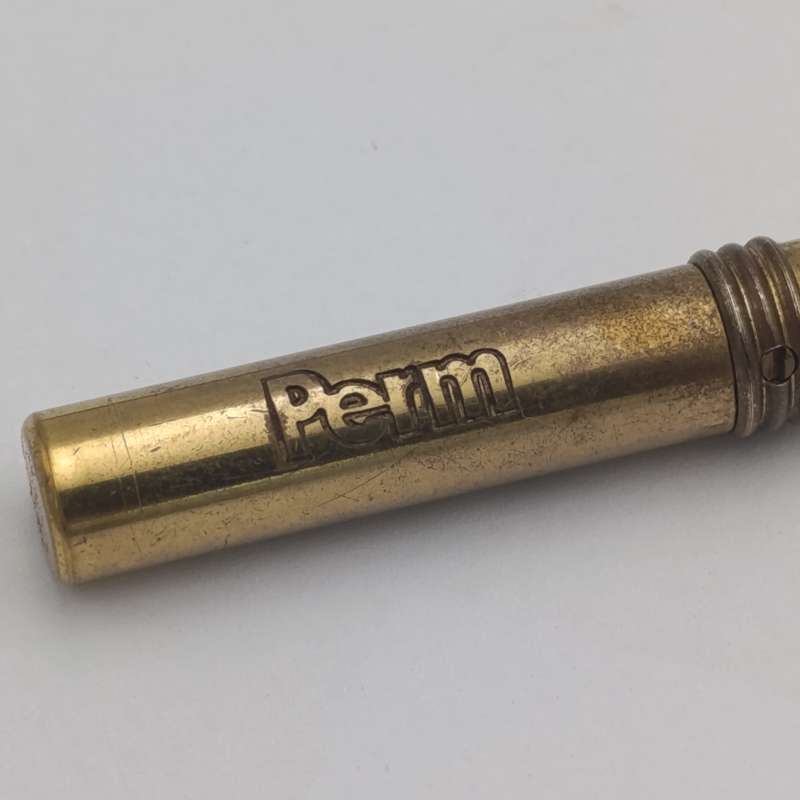 Very long vintage brass stick lighter in pouch - working