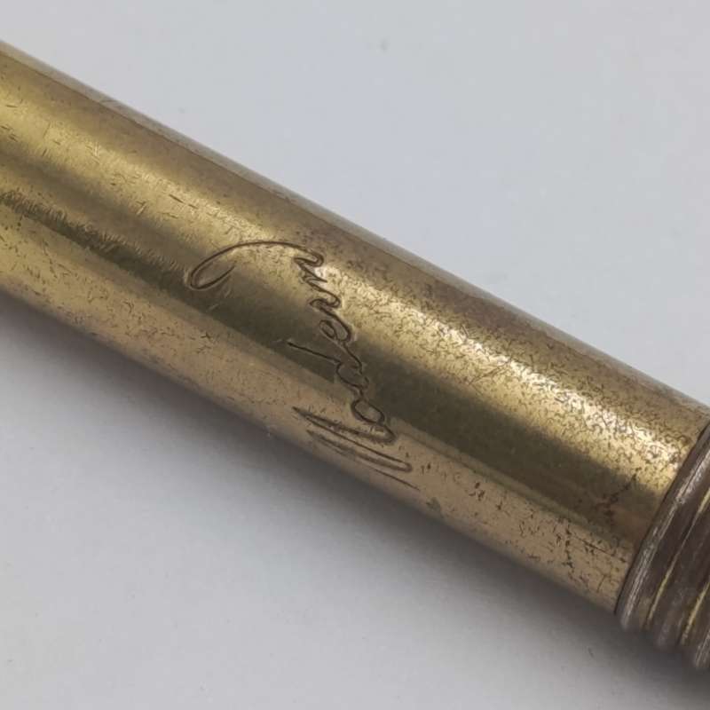 Very long vintage brass stick lighter in pouch - working