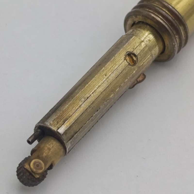 Very long vintage brass stick lighter in pouch - working