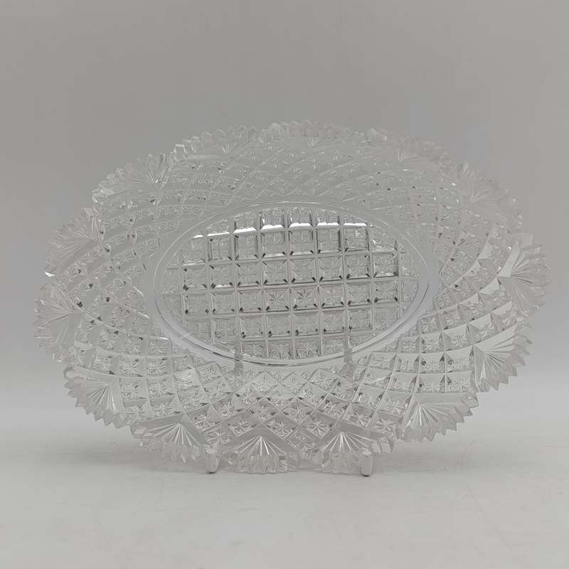 Vintage Crystal glass oval bowl - small chips
