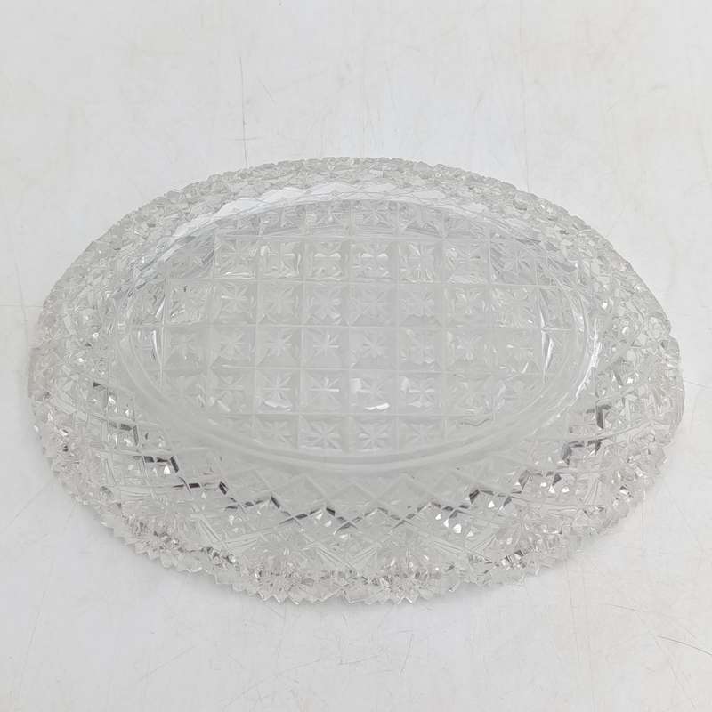 Vintage Crystal glass oval bowl - small chips