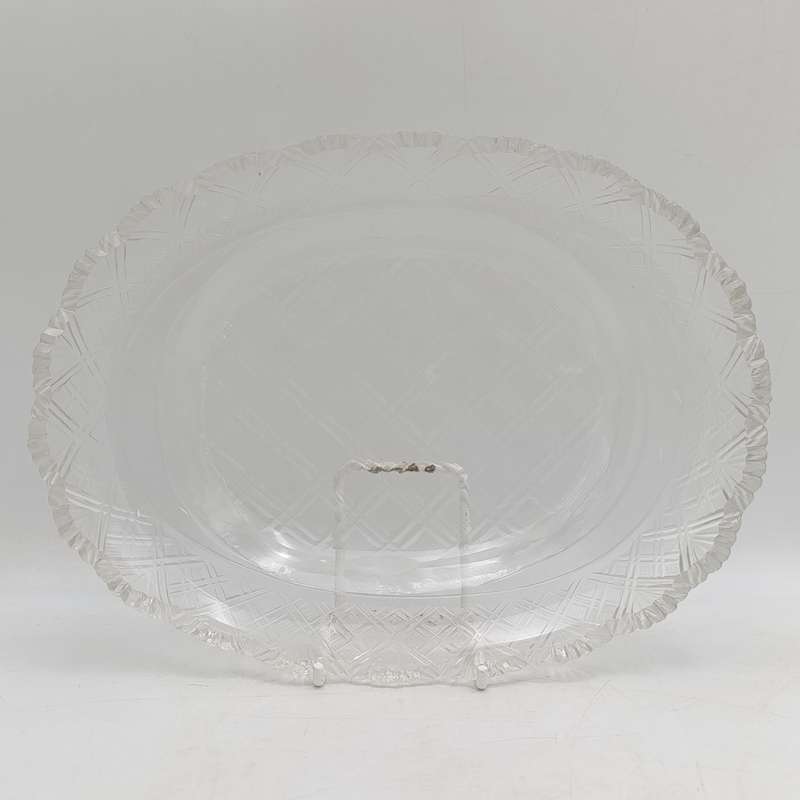 Pair of Vintage Crystal glassware oval platters - some small chips