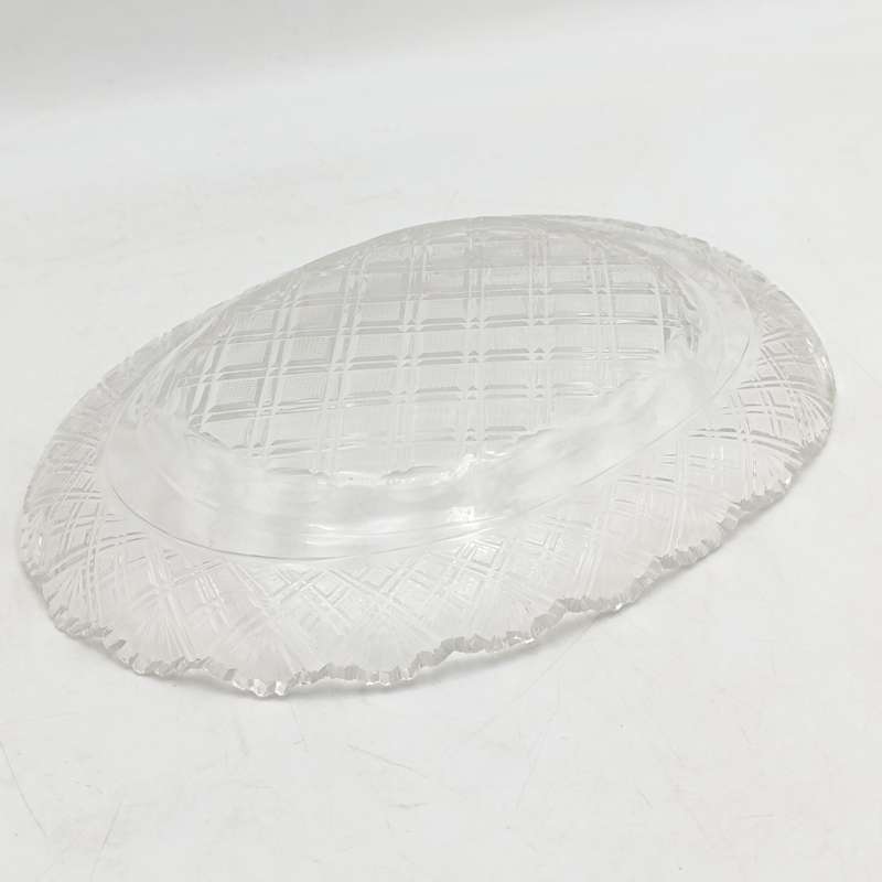 Pair of Vintage Crystal glassware oval platters - some small chips