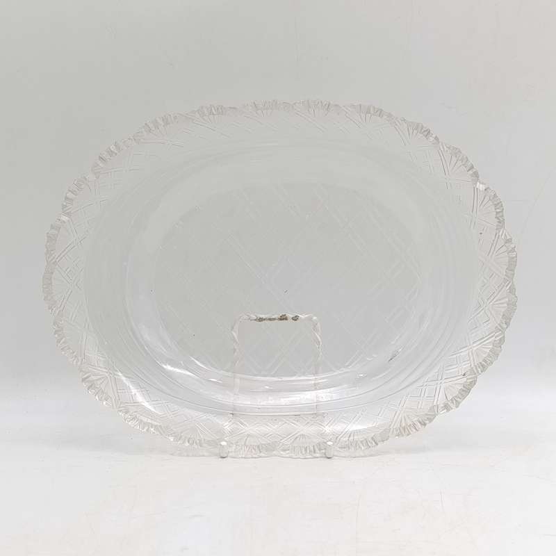 Pair of Vintage Crystal glassware oval platters - some small chips