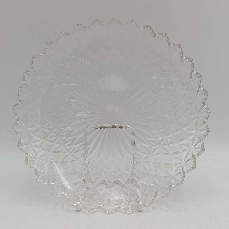 Lot of 6 vintage crystal glass snack plates - some small chips on rim