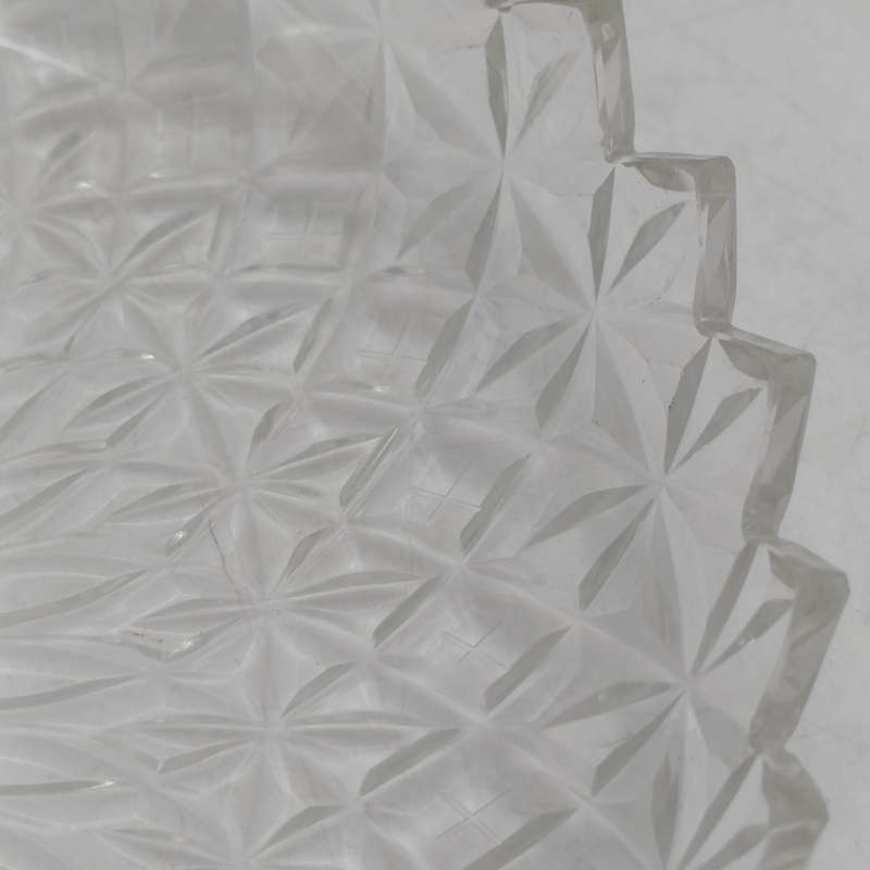 Lot of 6 vintage crystal glass snack plates - some small chips on rim