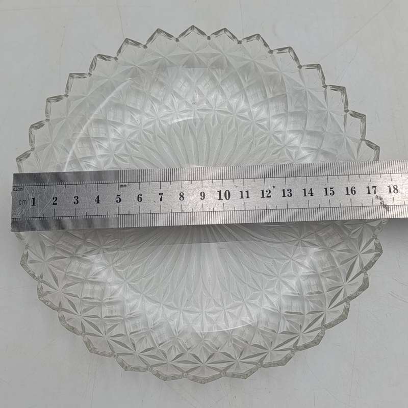 Lot of 6 vintage crystal glass snack plates - some small chips on rim