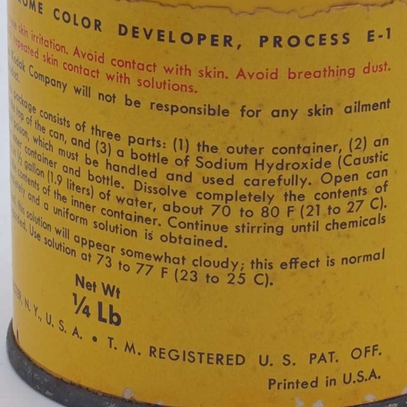 Vintage Kodak Ektachrome Color developer process E-1 tin - still sealed