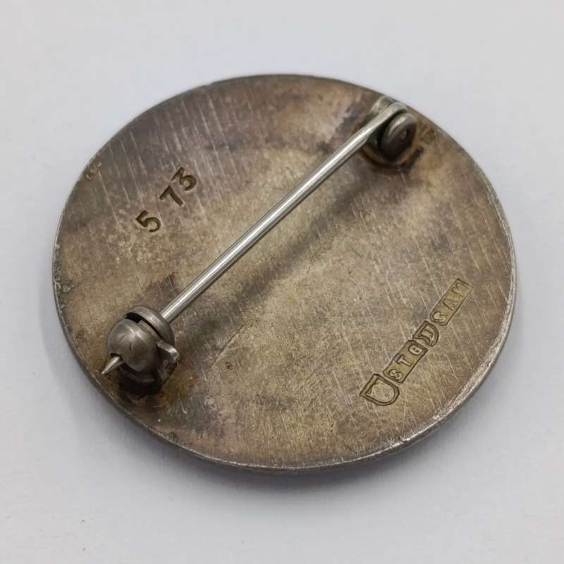 SA Railways 10 Years safety sterling silver badge #573