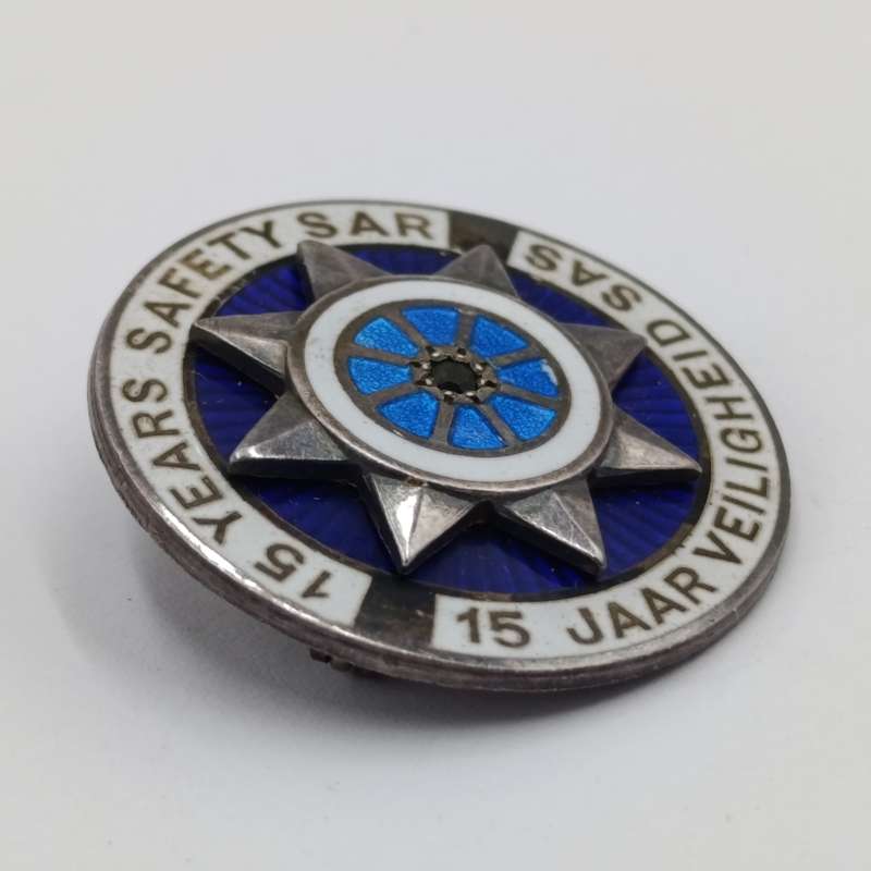 SA Railways 15 Years Safety sterling silver badge #1307