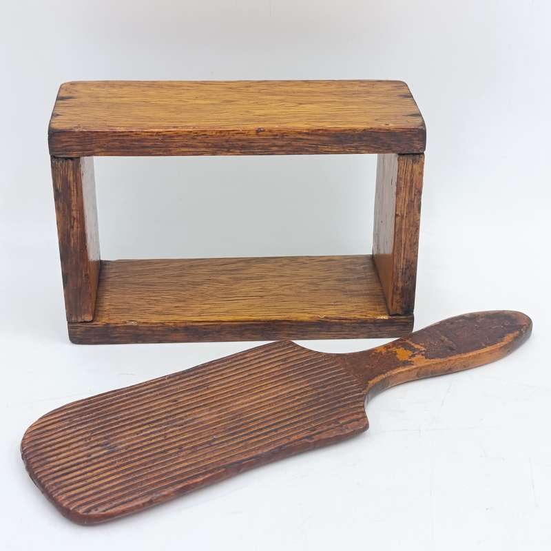 Antique wooden butter mould with spatula