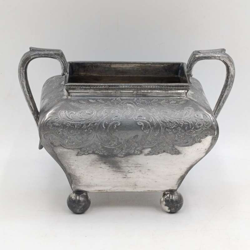 Antique Art Deco Pewter milk and sugar bowl