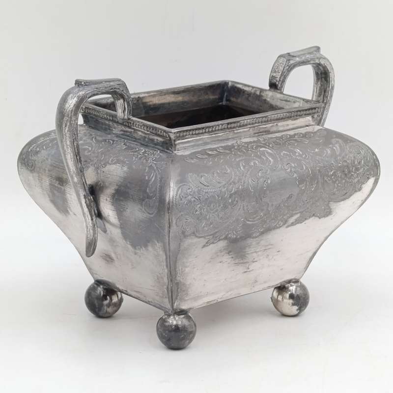 Antique Art Deco Pewter milk and sugar bowl
