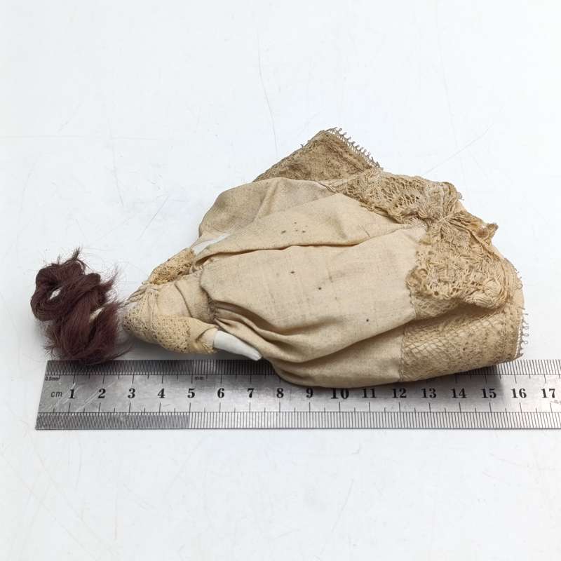 Antique bisque doll with long hair - 15cm long