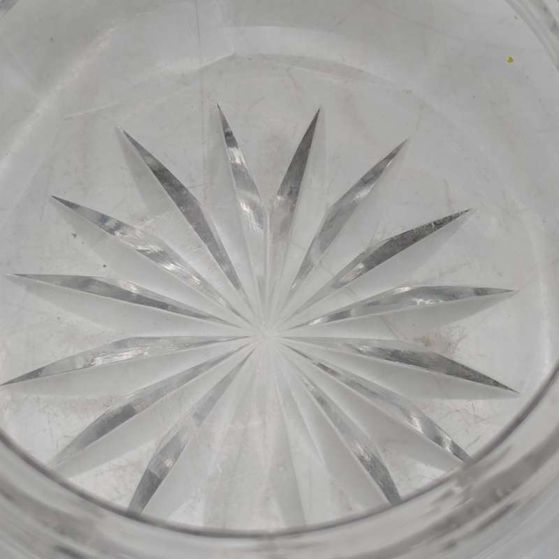 Vintage lead glass holder with silver lid - no hallmarks