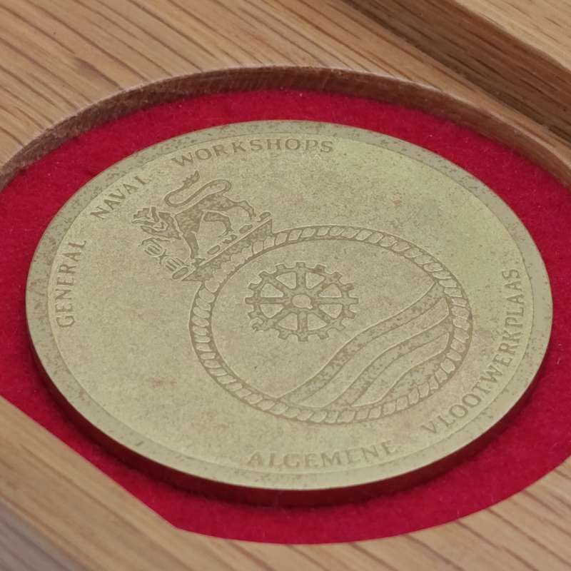 SA Navy General Naval workshops medallion in case
