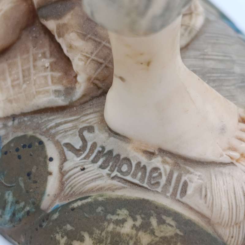 Vintage Simonelli boy with fishing net figurine - Depose Italy 722