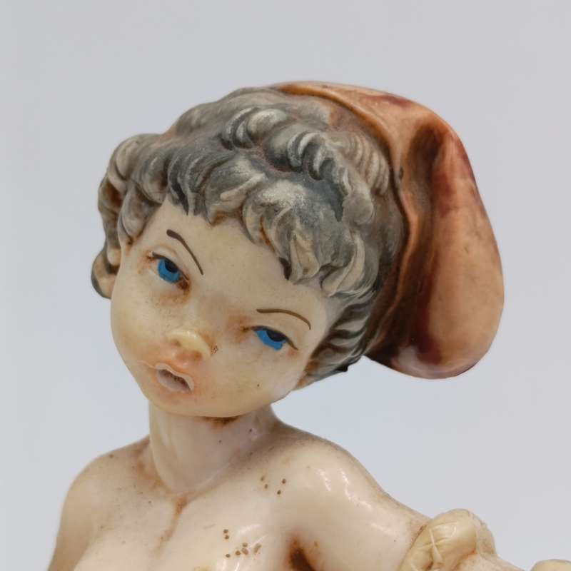 Vintage Simonelli boy with fishing net figurine - Depose Italy 722