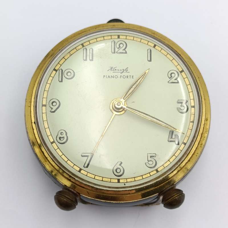 Vintage Kienzle Piano-Forte mechanical bedside alarm clock - working
