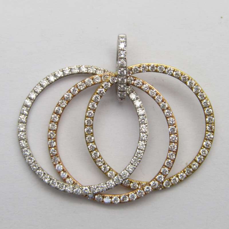 18kt White-, Yellow- and Rose gold diamond pendant with 144 small diamonds - weighs 3,7g