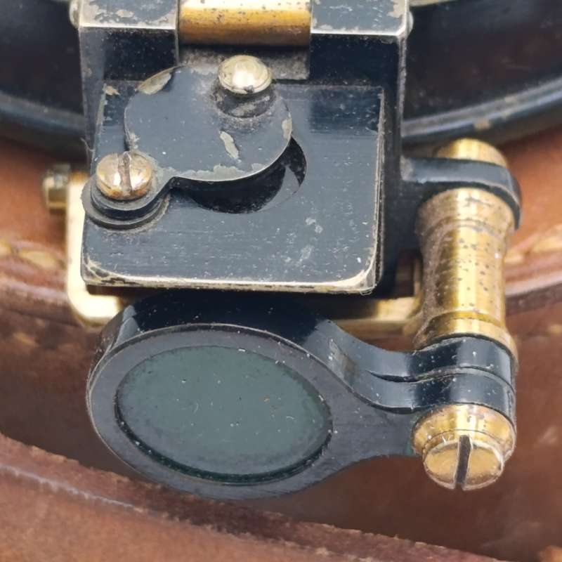 Antique Prismatic surveyors compass in leather pouch
