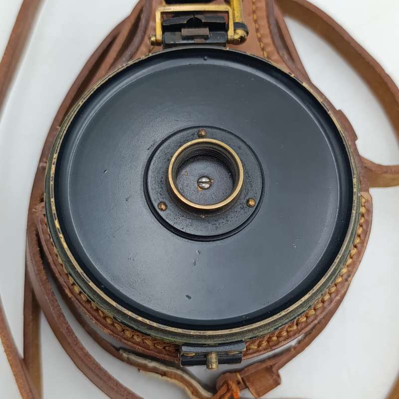 Antique Prismatic surveyors compass in leather pouch