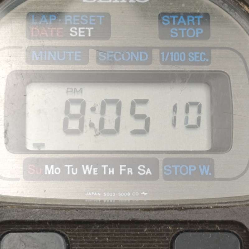 Seiko digital quartz stopwatch 5023-5000 - working - in case