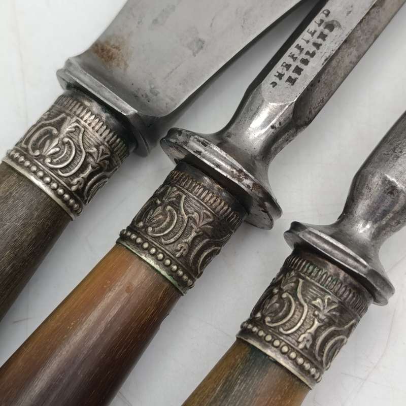 John Wait England late 1800's cutlery set with bone handles