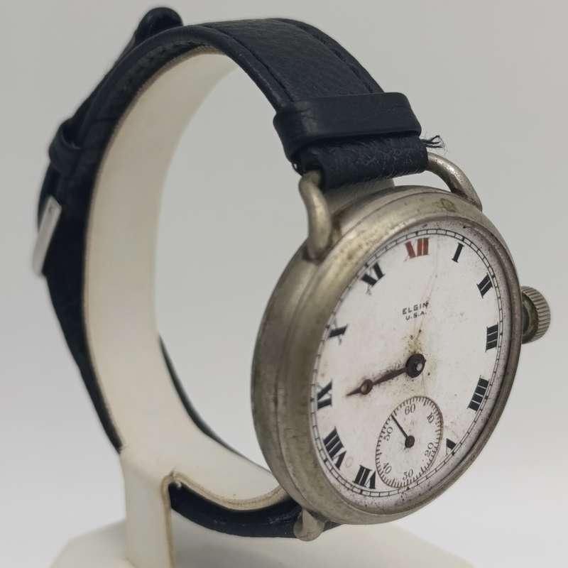 Antique Elgin trench watch - not working - no glass
