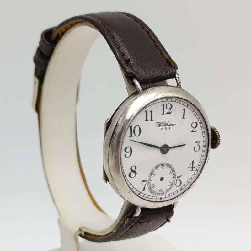 Antique Waltham silver trench watch - not working