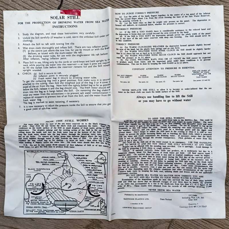 Unused Saltwater Solar Still with instructions