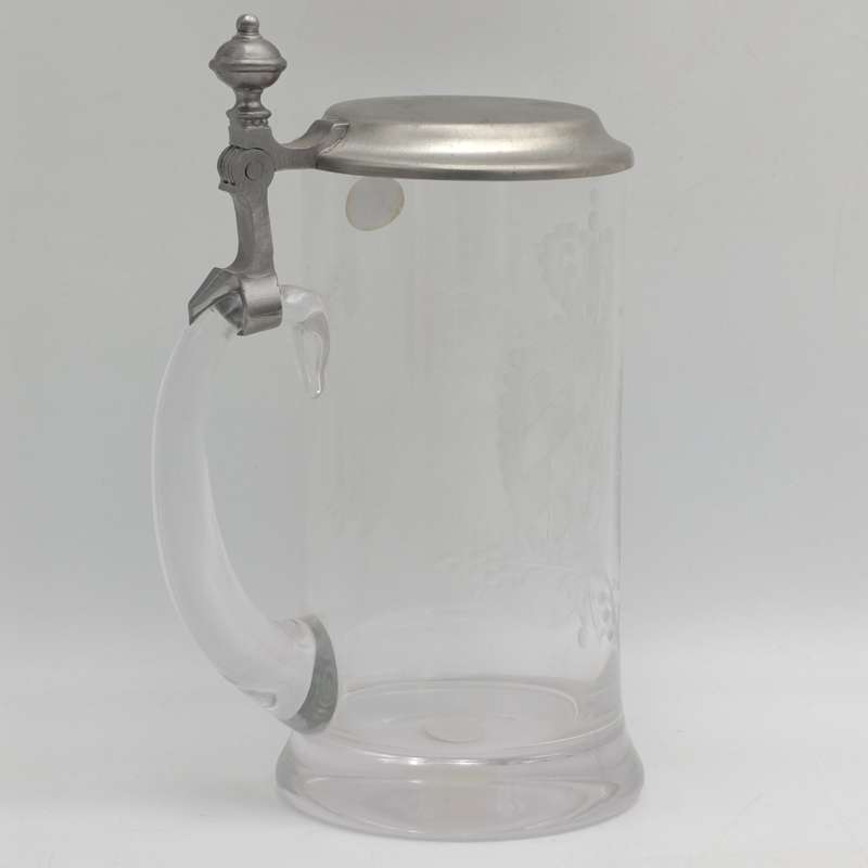 Vintage German Crystal beer Stein with tin lid